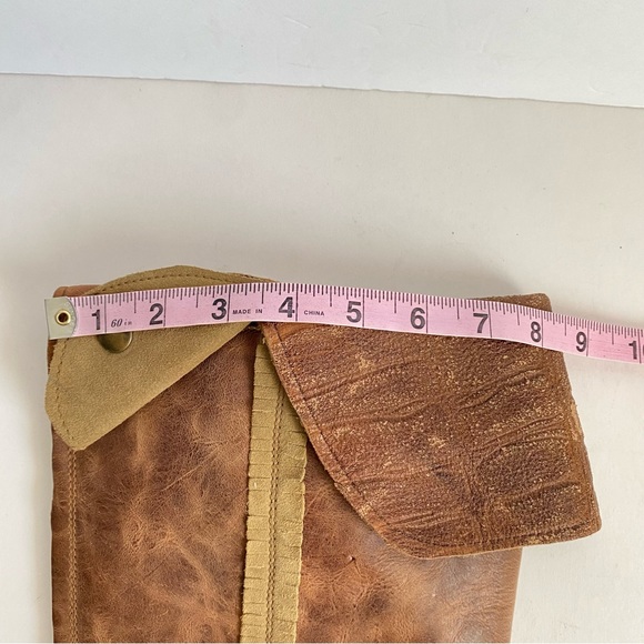 Corral Tall Boots Indie Bohemian Boho Chic Western Fringe Brown Leather 7.5 - Picture 15 of 16